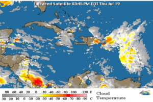 Onamet informa se producirán aguaceros en RD por Onda tropical y vaguada