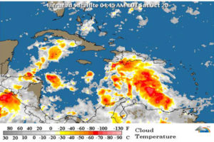 Onda tropical al sur del país en aguas del Mar Caribe provoca aguaceros dispersos