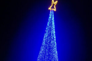 Alcaldía SDE enciende árbol navideño en remozado Mercado Municipal del Almirante