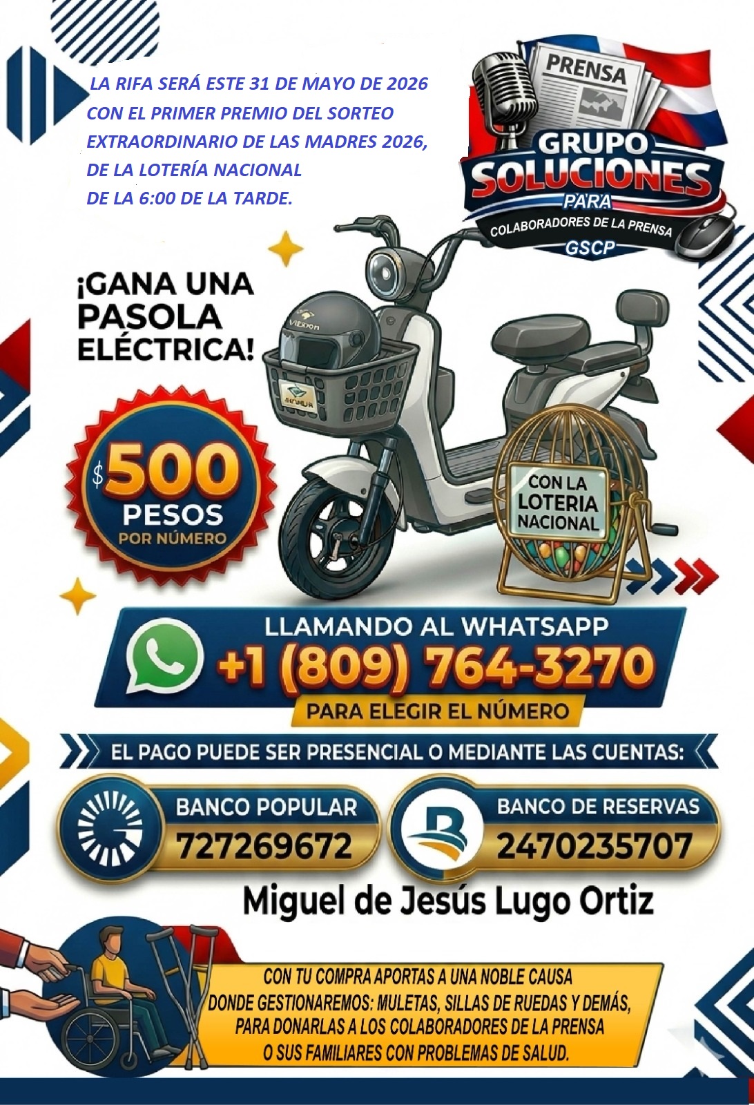 Publicidad de Rifa con fecha del sorteo
